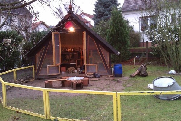 Abri pyramide comme enclos pour lapin